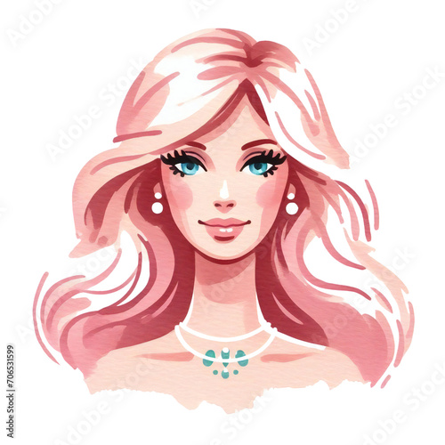 Beauty Female Face Watercolor