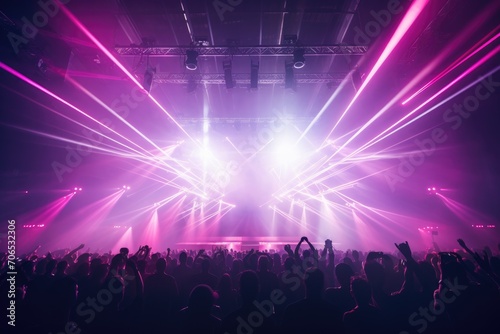Vibrant Concert Scene With Enthusiastic Crowd of People Enjoying Live Music