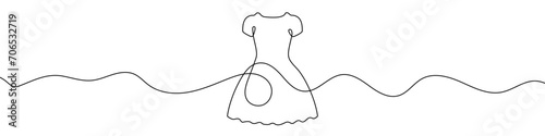 Continuous editable line drawing of dress. Single line dress icon.