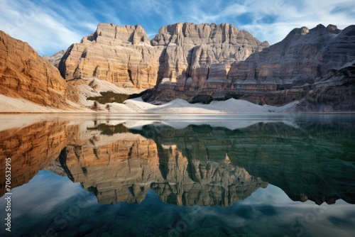 Majestic Mountains Reflected in Serene Lake © pham