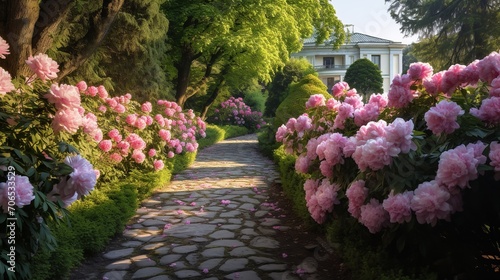 Lush Peony Garden in Bloom - AI Generated © VisualMarketplace