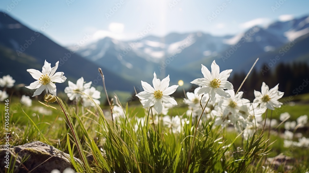 Alpine Edelweiss Meadow Elegance - AI Generated