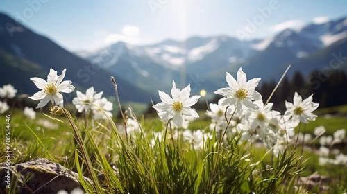 Alpine Edelweiss Meadow Elegance - AI Generated