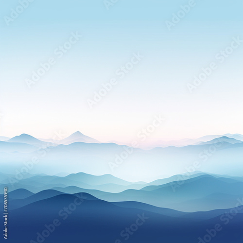 ilustracion con detalle de paisaje monta  oso de tonos azulados