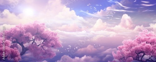 Plum sky with white cloud background 