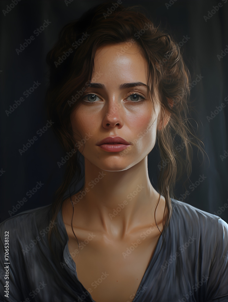 Young Life Pressured Strong Woman AI Portrait Young Life Pressured Strong Woman AI Portrait