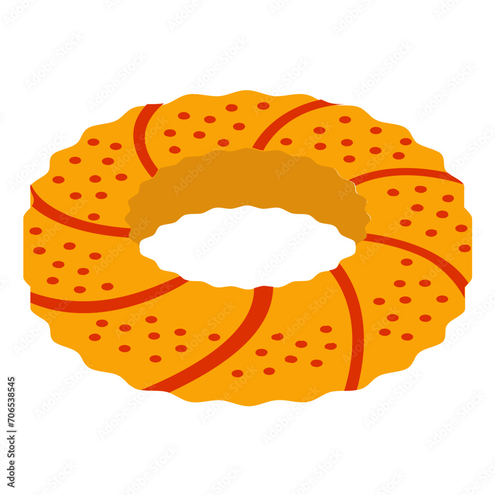 Bajgiel or beigel isometric concept, beygl  Ring shape Wheat dough vector icon design, Bakery and Baker symbol, food preparation and Kitchen Utensils sign, Recipe development stock illustration