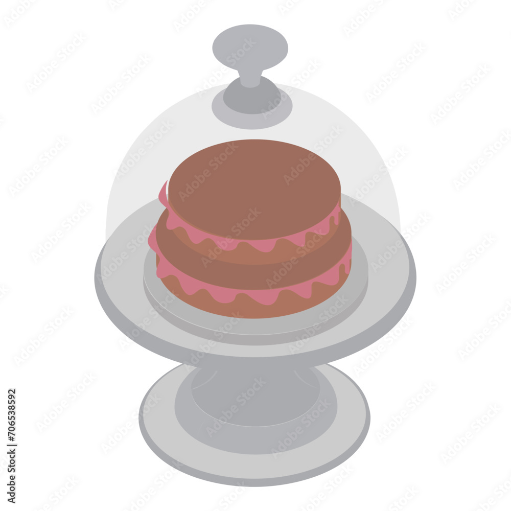 Cake Stand with Dome Cover isometric concept, Food Display Plate vector icon design, Bakery and Baker symbol, food preparation and Kitchen Utensils sign, Recipe development stock illustration Cake Stand with Dome Cover isometric concept, Food Display Plate vector icon design, Bakery and Baker symbol, food preparation and Kitchen Utensils sign, Recipe development stock illustration