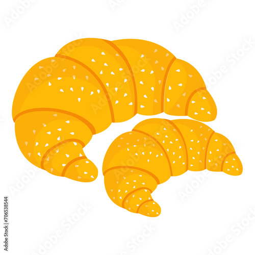 French Croissant isometric concept, Viennoiserie or continental breakfast vector icon design, Bakery and Baker symbol, food preparation and Kitchen Utensils sign, Recipe development stock illustration