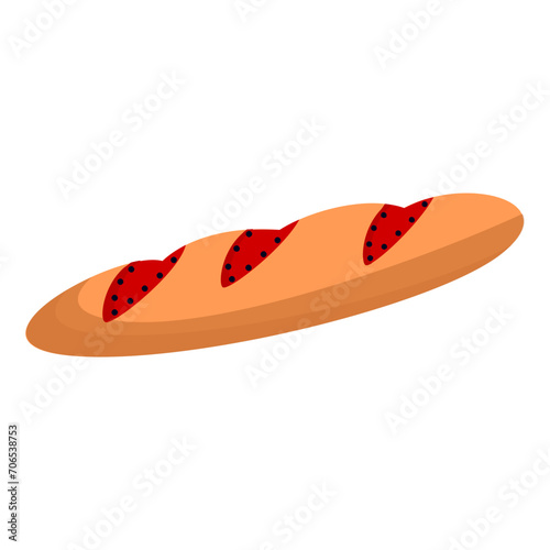 submarine sandwich isometric concept, foot long bread vector icon design, Bakery and Baker symbol, food preparation and Kitchen Utensils sign, Recipe development stock illustration