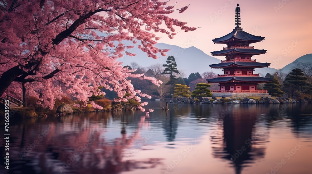 Fototapeta premium Springtime Cherry Blossom Splendor - AI Generated