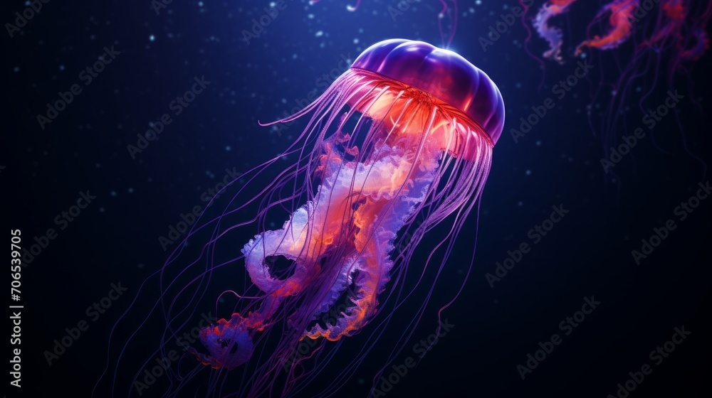 Neon Jellyfish 3D wallpaper