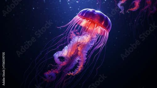 Neon Jellyfish 3D wallpaper