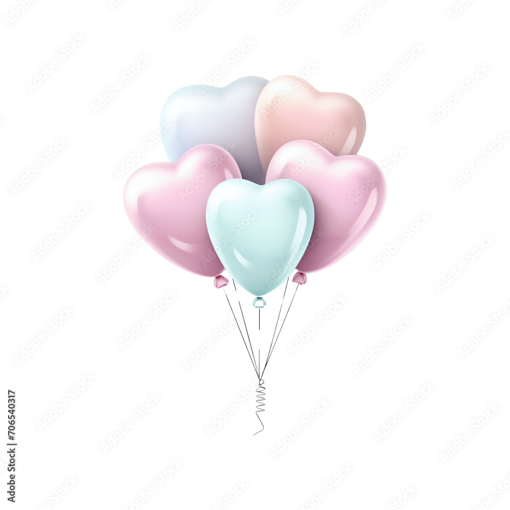 Heart balloons for Valentine's day and celebration isolated.