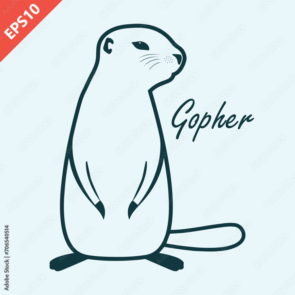 gopher animal design vector flat isolated illustration