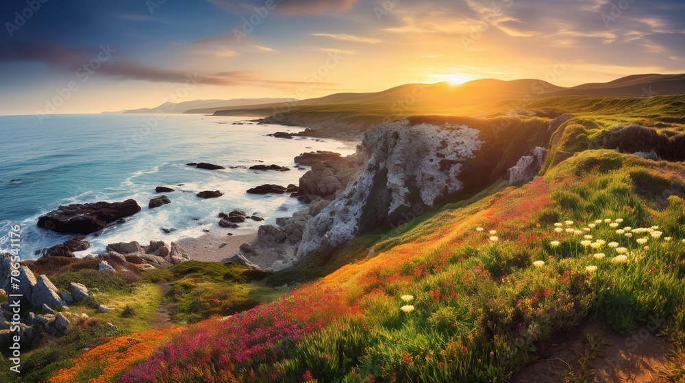 Coastal Summer Wildflower Extravaganza - AI Generated Coastal Summer Wildflower Extravaganza - AI Generated