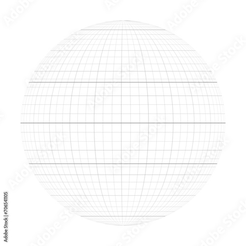 Earth planet globe grid of meridians and parallels, or latitude and longitude. Thick marked Equator, Tropic of Capricorn, Tropic of Cancer, Arctic Circle and Antarctic Circle. Vector illustration