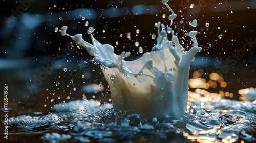 splashes of milk on a dark background. close-up.