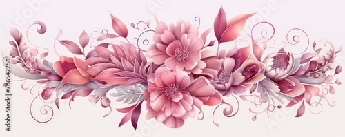 Ruby pastel template of flower designs with leaves and petals © Lenhard