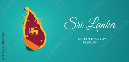 sri lanka independence day 4 feb flag map on sea vector background