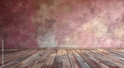 Winning the contest  Empty room with brown walls  wooden floor  and textured surfaces in chalky  ceramic style