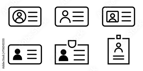 ID Card, Document, Driver License or Name Badge. Vector Icons set. photo