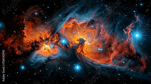 Cosmic space, stars and galaxies in outer space showing the beauty of space exploration. © YuDwi Studio