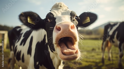 Dairy Cow face going for Feeding Close-Up photo