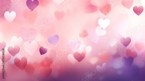 A beautiful vector wallpaper for Valentine's Day with a blurred composition of delicate hearts in shades of pink, purple, and red. Generative Ai