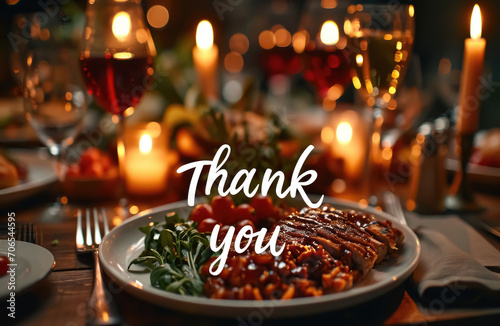 "Thank you" text with a sparkling effect and an elegant serif font style