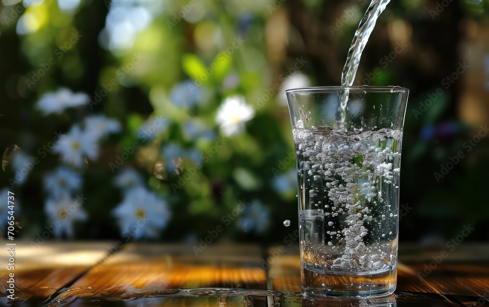 Refreshing water being poured into a glass, a perfect way to quench your thirst on a hot summer vacation. Refreshing water being poured into a glass, a perfect way to quench your thirst on a hot summer vacation.