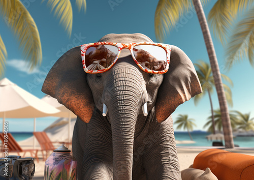 An Elephant Glasses Virtual Reality Photography High-quality photo