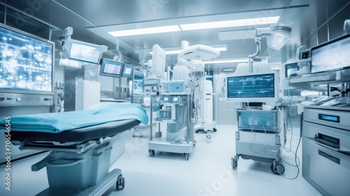 A Photo of urological surgical instrument setup for procedures in the operating room. 8K. Color Grading, Editorial Photography, Photography, Photoshoot,
