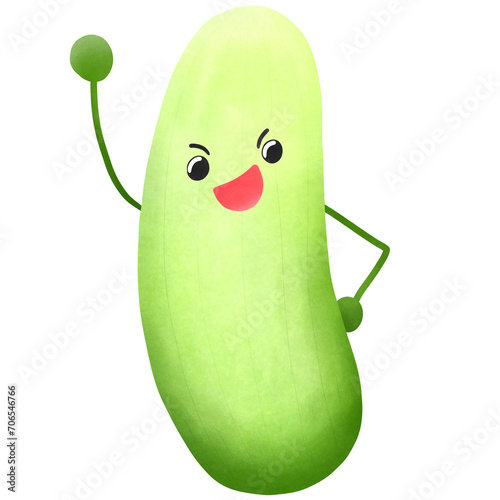 hand drawn cute cucumber illustration , vegetable collection .
