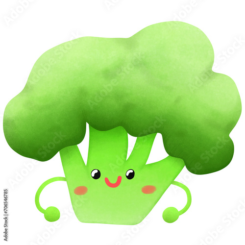 hand drawn cute broccoli illustration , vegetable collection .