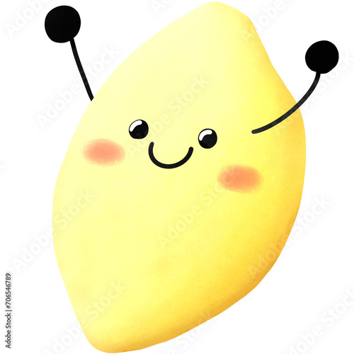 hand drawn cute lemon illustration , vegetable collection .