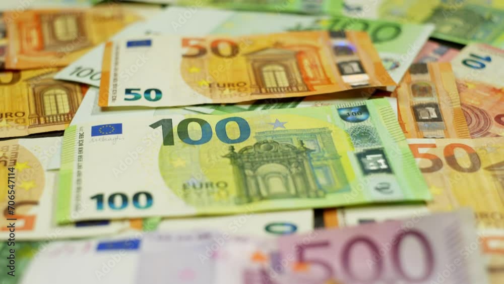 A large transition from a smaller denomination to a larger one. Euro is a currency used in many countries of the world. High quality 4k footage A large transition from a smaller denomination to a larger one. Euro is a currency used in many countries of the world. High quality 4k footage