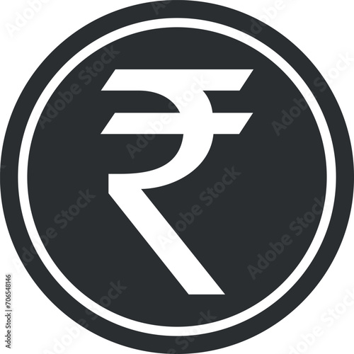 Indian Rupee Sign Icon in Flat Style. Vector Illustration