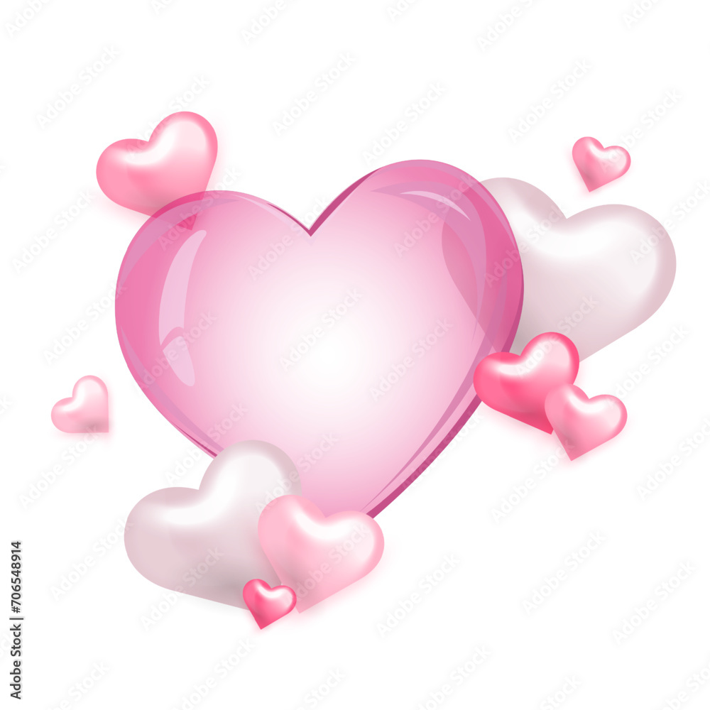 Valentines day greeting card. Realistic vector hearts. Great for valentine and mother's day cards, wedding invitations, party posters and flyers. Vector illustration Valentines day greeting card. Realistic vector hearts. Great for valentine and mother's day cards, wedding invitations, party posters and flyers. Vector illustration