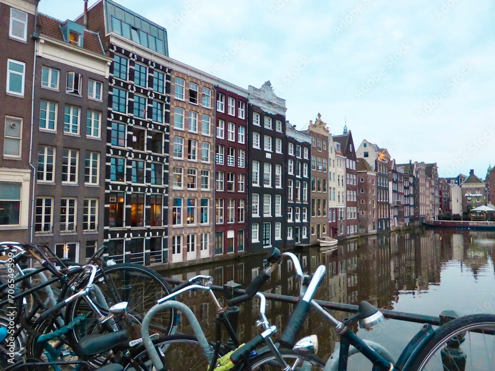 A canal and Dutch architecture in central Amsterdam Netherlands 