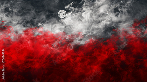 polish flag in smoke photo