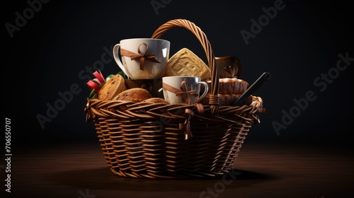 basket with wine