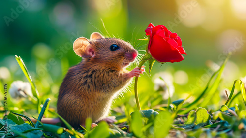 Valentinstag, Mäuse schenken sich Blumen. photo