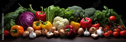 all different types of vegetables are arranged in a rainbow.