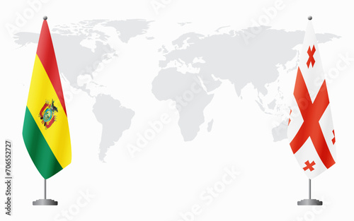 Bolivia and Georgia flags for official meeting