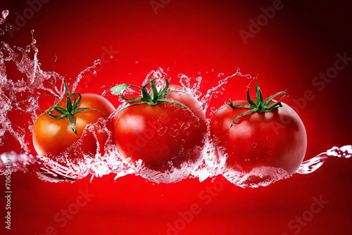 tomatoes splashing in water © Neslihan
