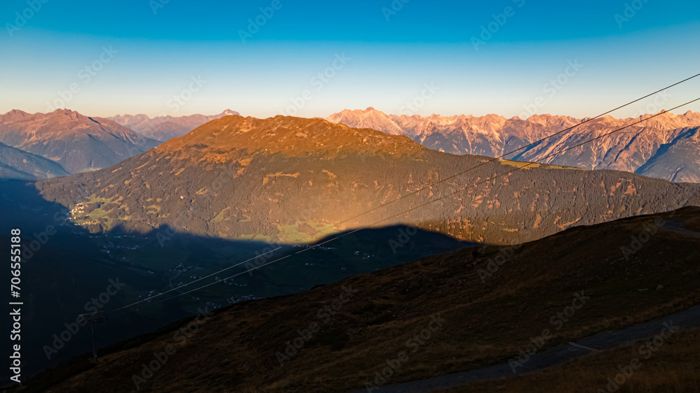Beautiful alpine sunrise view at Mount Sechszeiger, Jerzens, Imst, Tyrol, Austria