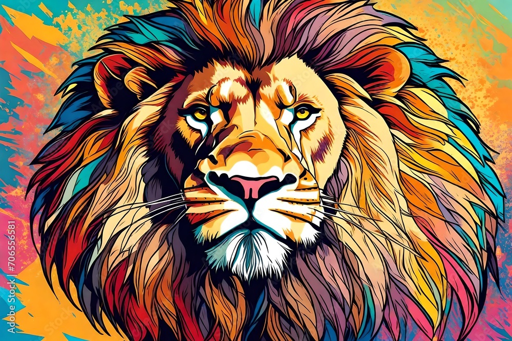 lion head in pop art style