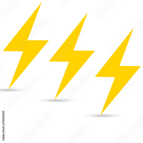 Lightning bolt vector isolated on white background photo