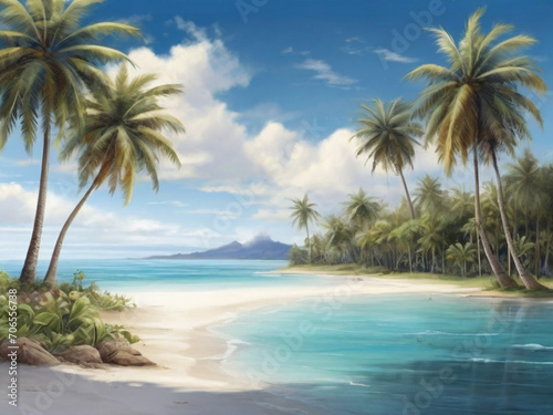 beach with palm trees © Isuru